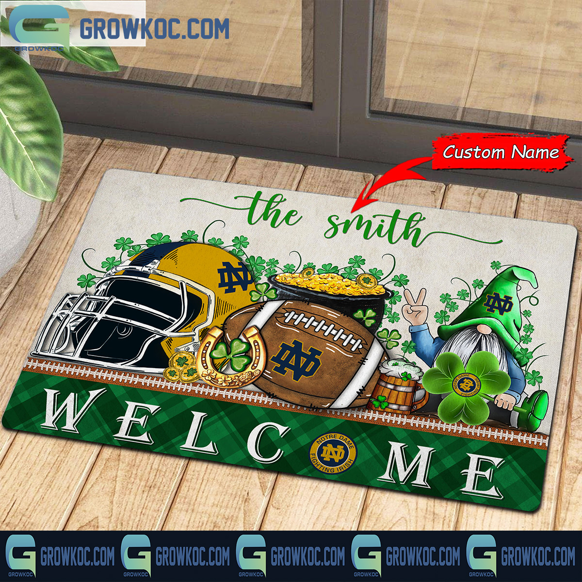 Notre Dame Fighting Irish St Patrick Day Personalized Doormat2B1 zRABw