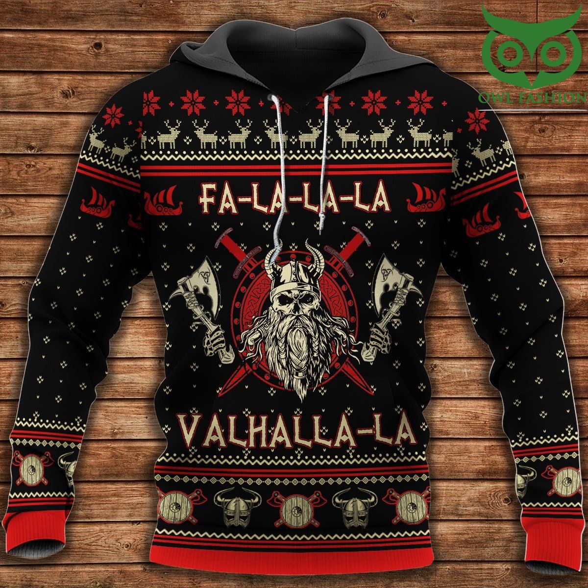 OVKNei0y 27 Viking valhalla black and red Hoodie 3D