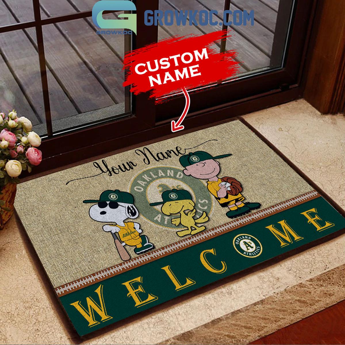 Oakland Athletics Snoopy Personalized Fan Doormats 1 0mcXd