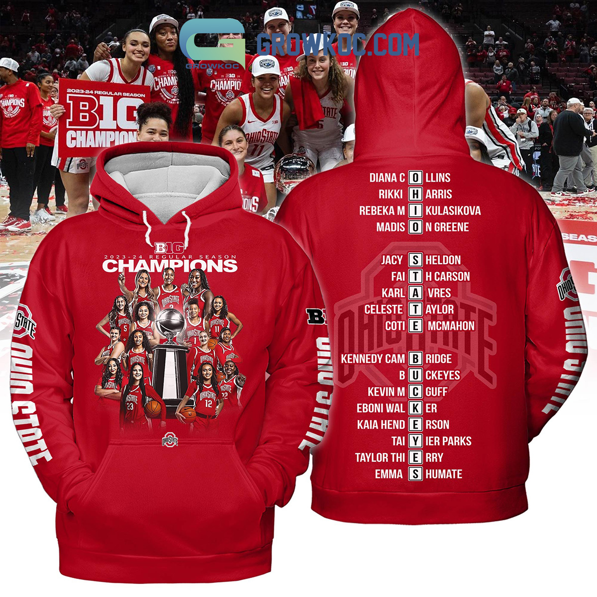 Ohio State Buckeyes Big Ten Regular Season Champions Womens Basketball 2023 2024 Hoodie T Shirt2B1 Wj9Kh