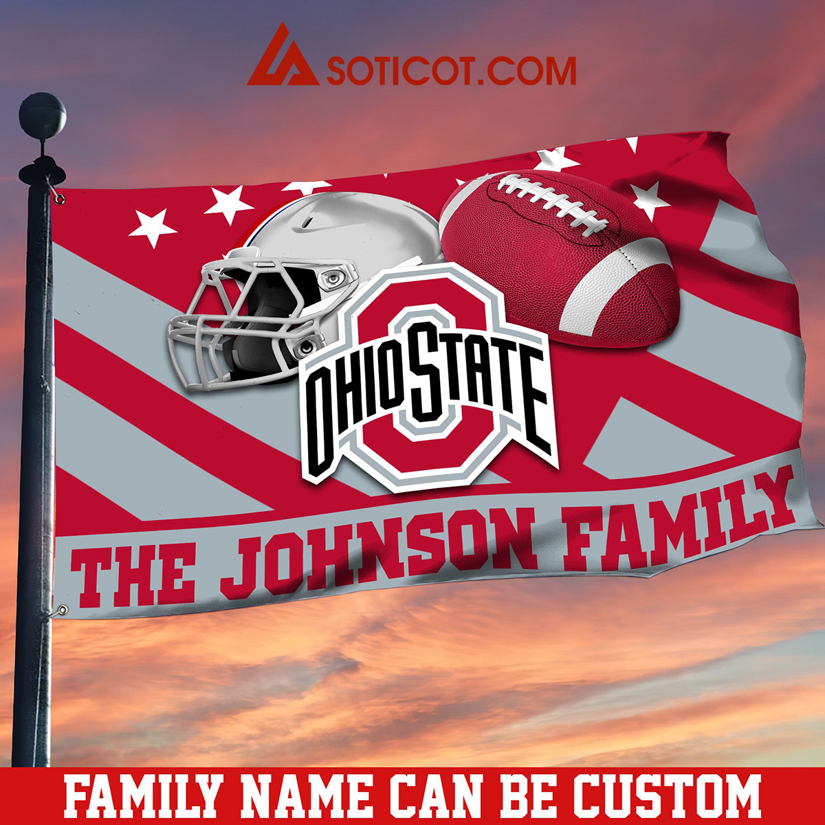 Ohio State Buckeyes Family Name Personalized House Garden Flags2B1 xR8KF