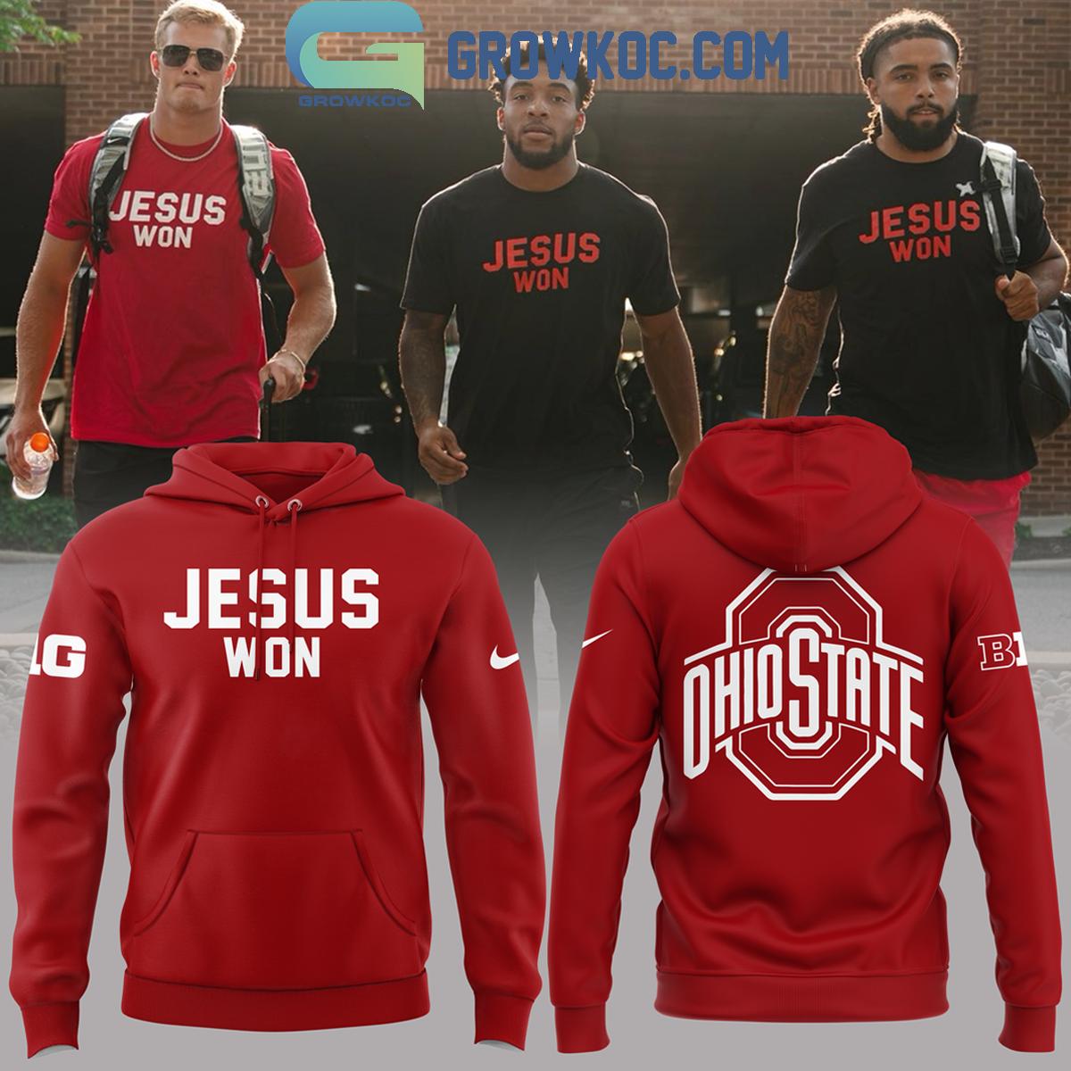 Ohio State Buckeyes Football Team Victory Belongs To Faith Jesus Won Hoodie T Shirt 1 qNWAG