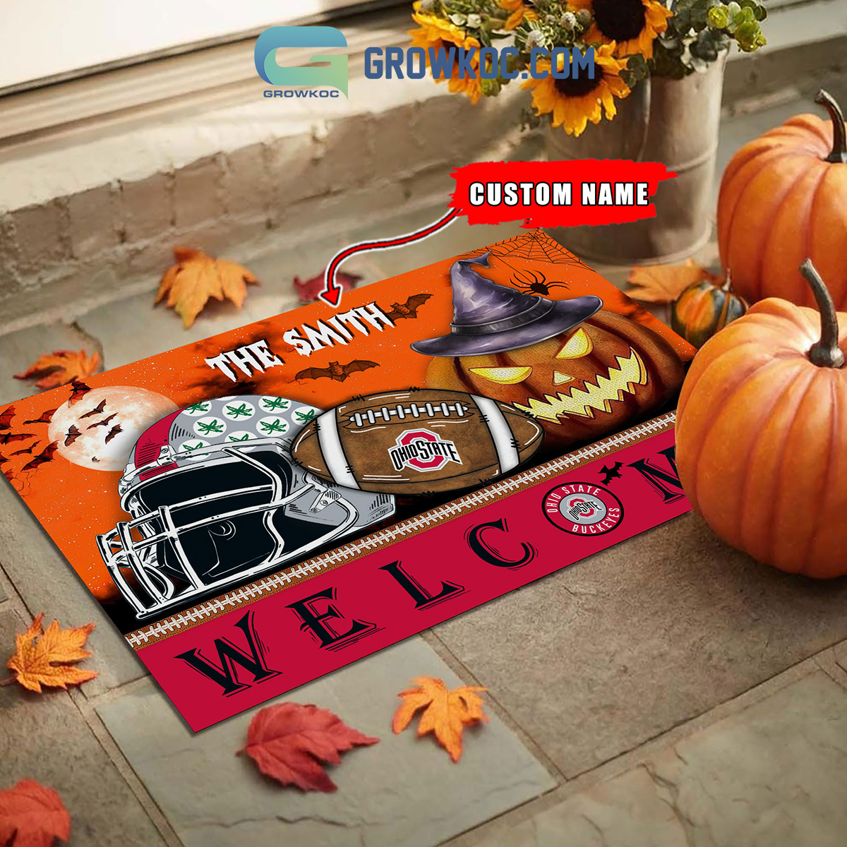 Ohio State Buckeyes NCAA Football Welcome Halloween Personalized Doormat2B1 Wg7fy