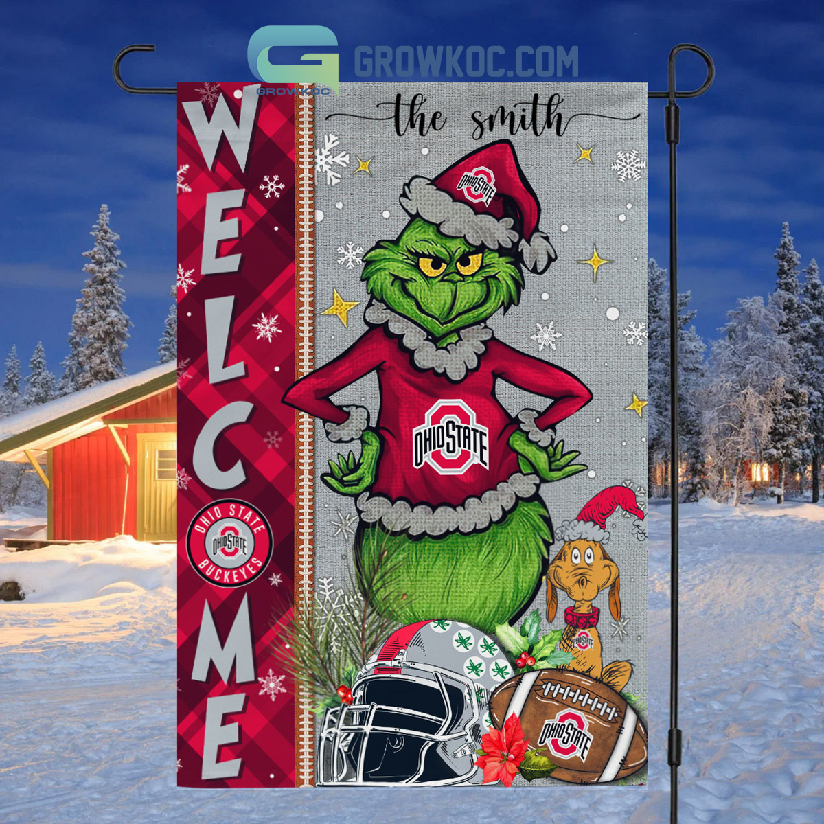 Ohio State Buckeyes NCAA Grinch Football Welcome Christmas House Garden Flag2B1 e7f69