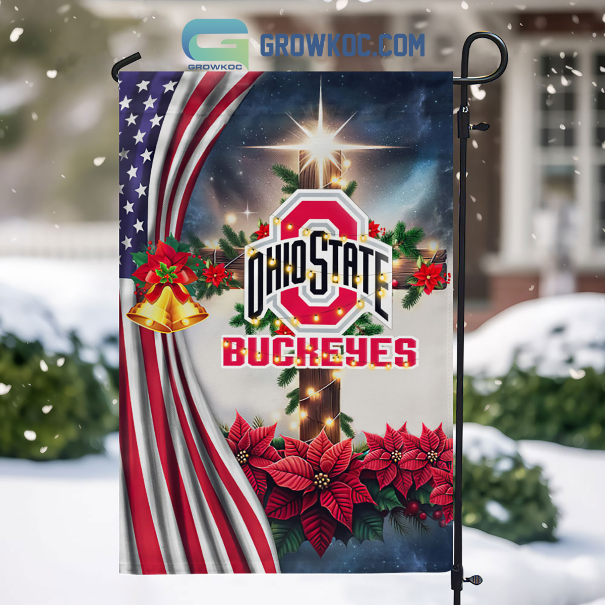 Ohio State Buckeyes NCAA Jesus Christmas House Garden Flags2B1 oLm6Y