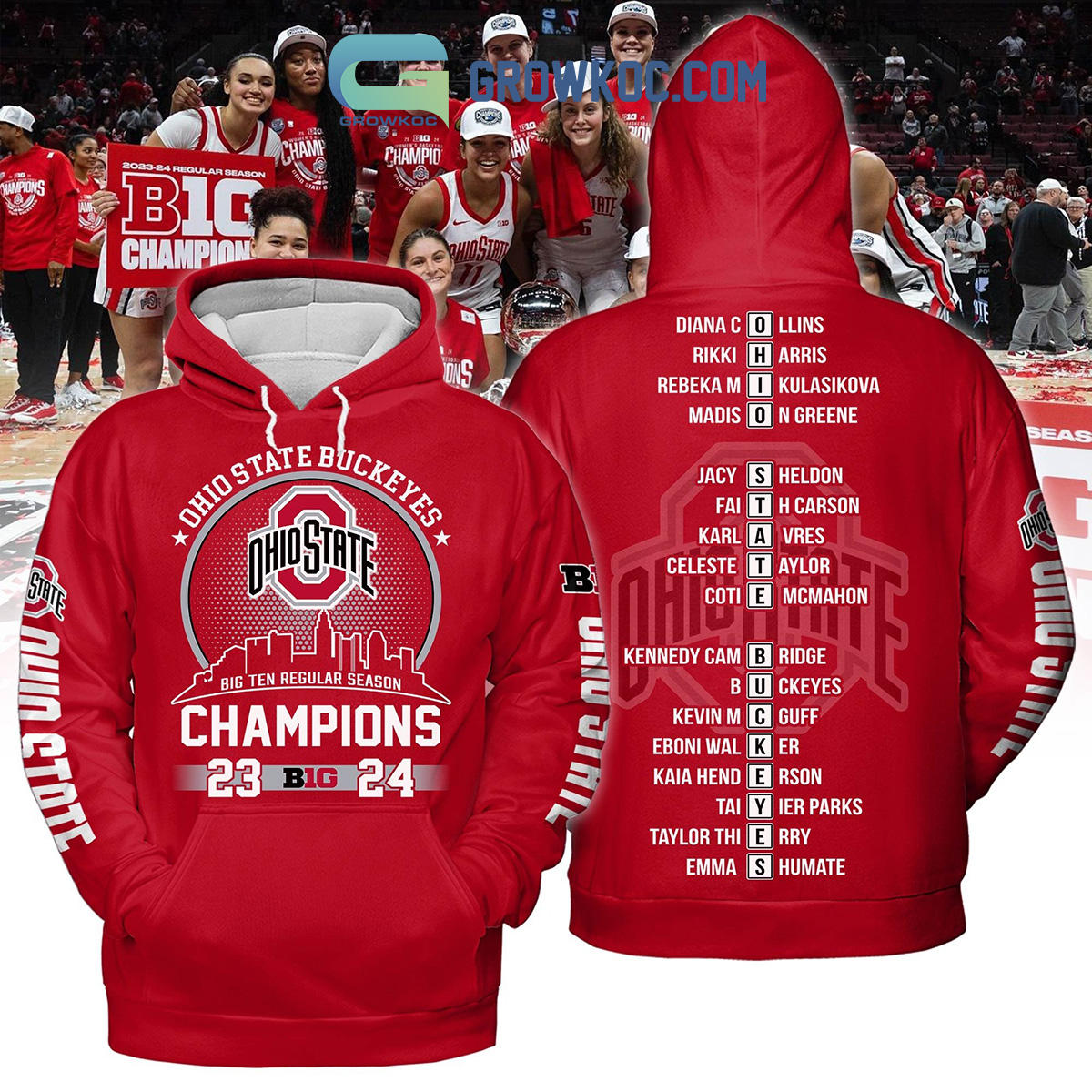 Ohio State Buckeyes Womens Basketball Champions 2023 2024 Big Ten Regular Season Hoodie T Shirt2B1 hMt0D