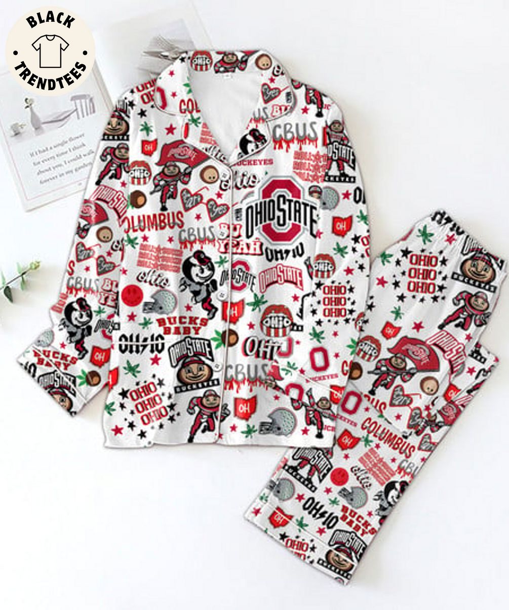 Ohio State Cbus Heart Eyes Roll Bucks Baby Mascot Design White Pijamas Set ccbbf1 0