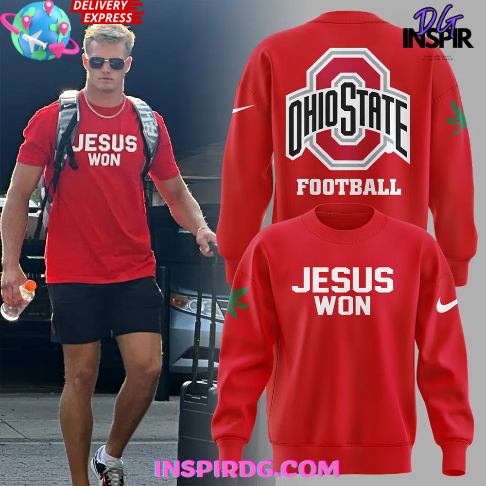 Ohio State Football Follow Jesus 2024 Red Sweatshirt 1