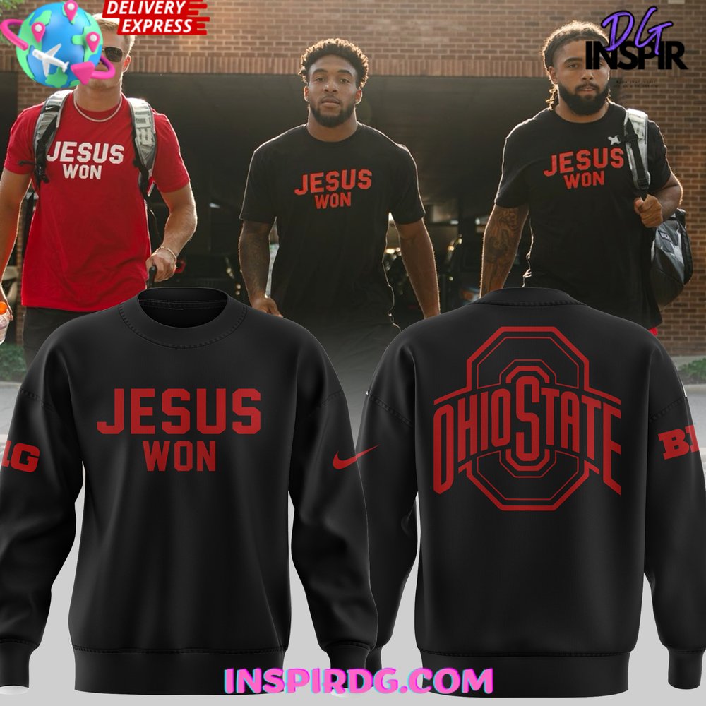 Ohio State Football Jesus Won 2024 Black Sweatshirt 1