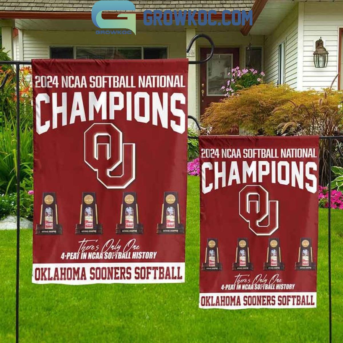 Oklahoma Sooners 2024 Softball National Champions 4 Peat Flag 1 XZMQm