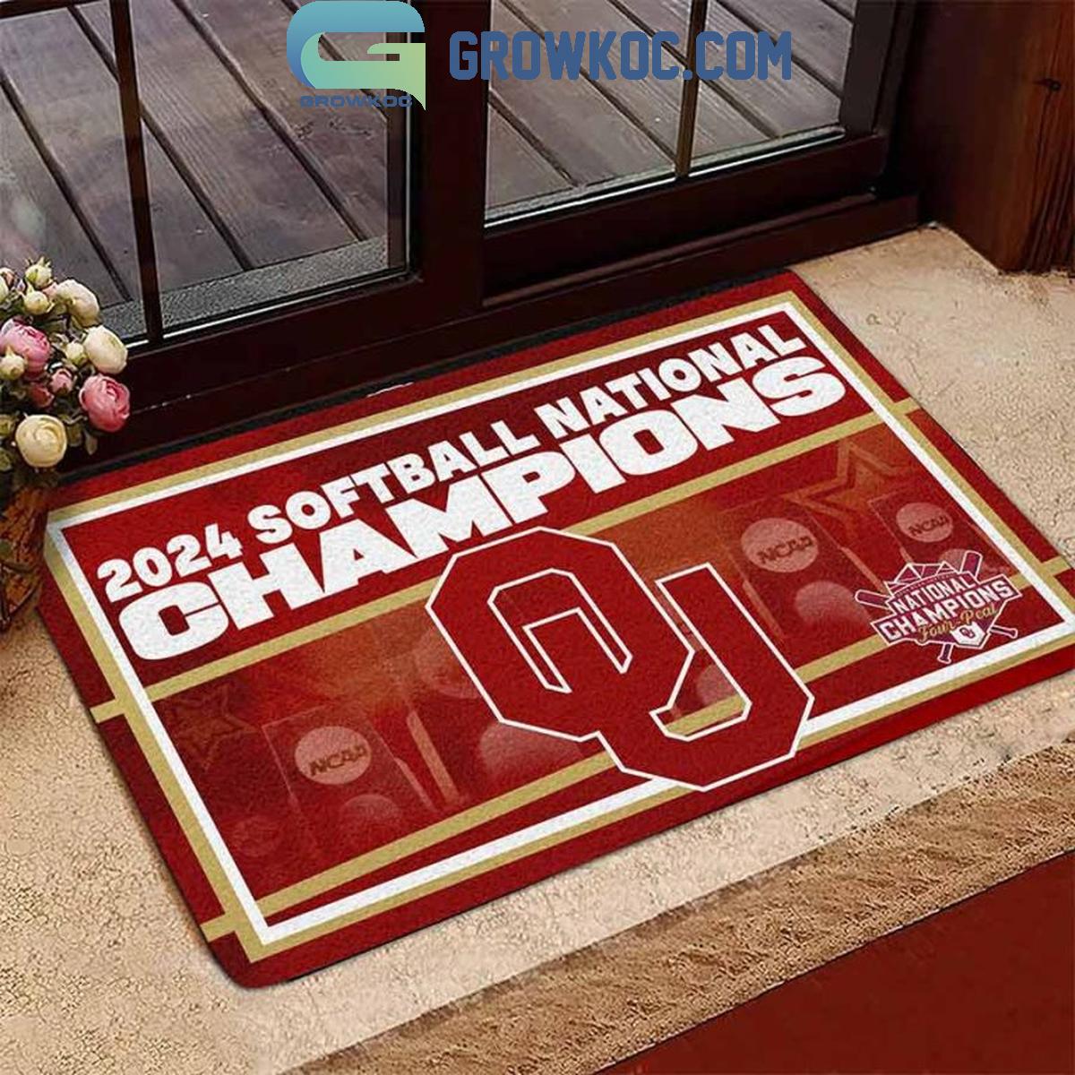 Oklahoma Sooners 2024 Softball National Champions Doormat 1 ZYJfi