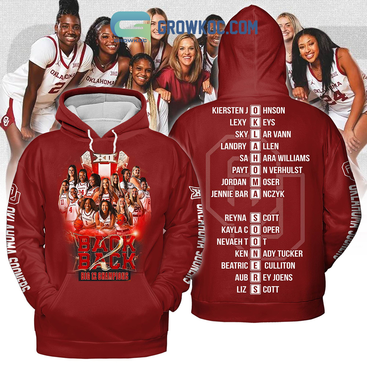 Oklahoma Sooners Back 2 Back Big 12 Champions Womens Basketball Hoodie T Shirt