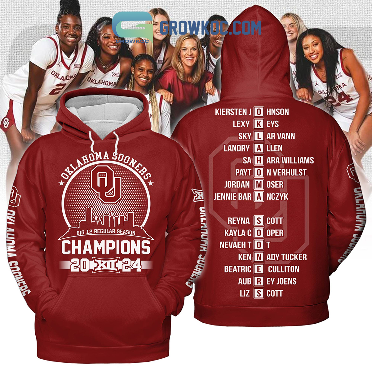 Oklahoma Sooners Back 2 Back Big 12 Regular Season Champions 2024 Womens Basketball Hoodie T Shirt2B1 03ZXj