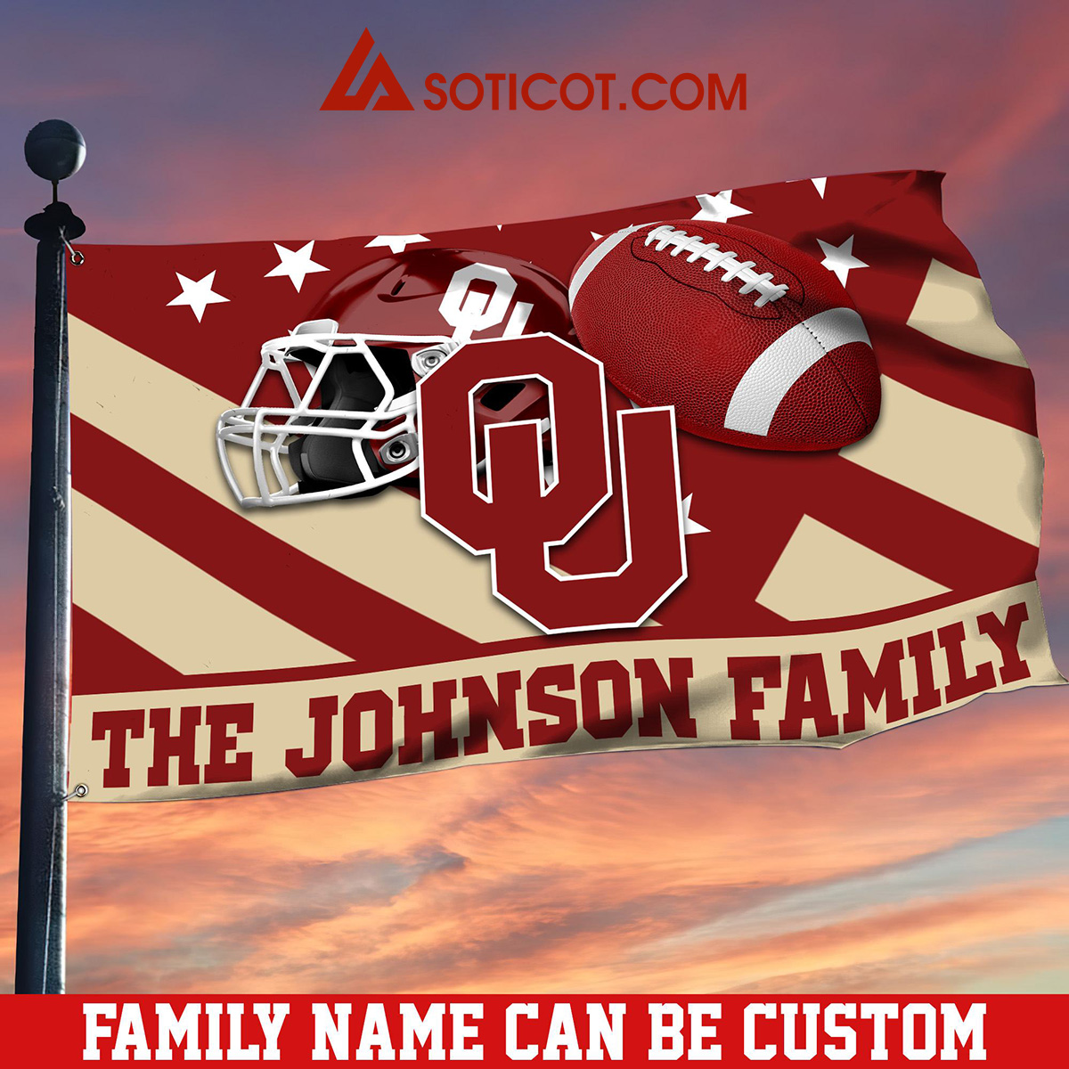 Oklahoma Sooners Family Name Personalized House Garden Flags2B1 PEpAy