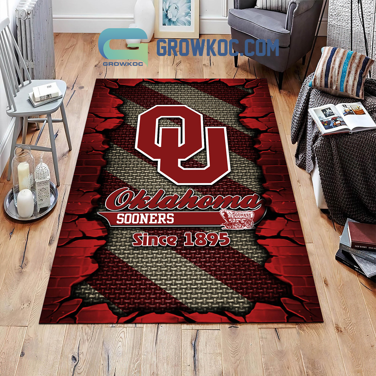 Oklahoma Sooners Football Team Living Room Rug2B1 9E2O0