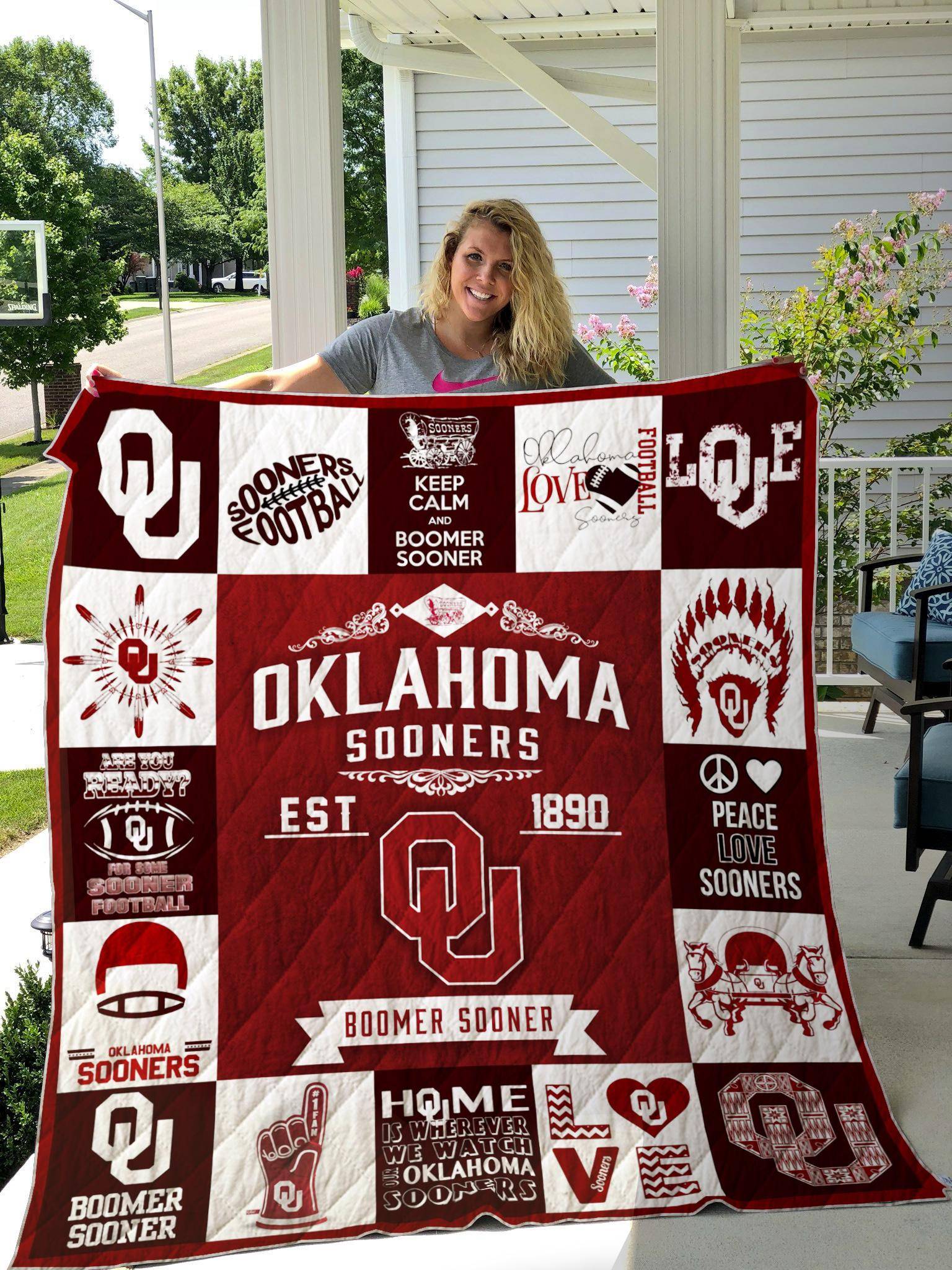 Oklahoma Sooners Quilt Blanket M2