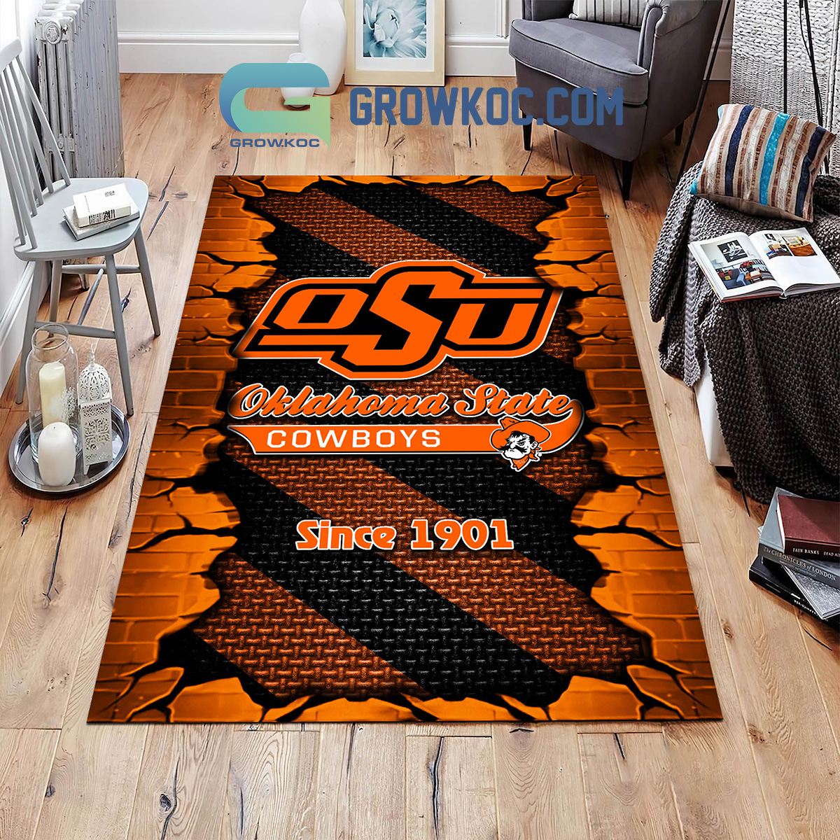 Oklahoma State Cowboys Football Team Living Room Rug2B1 Xlc7Q