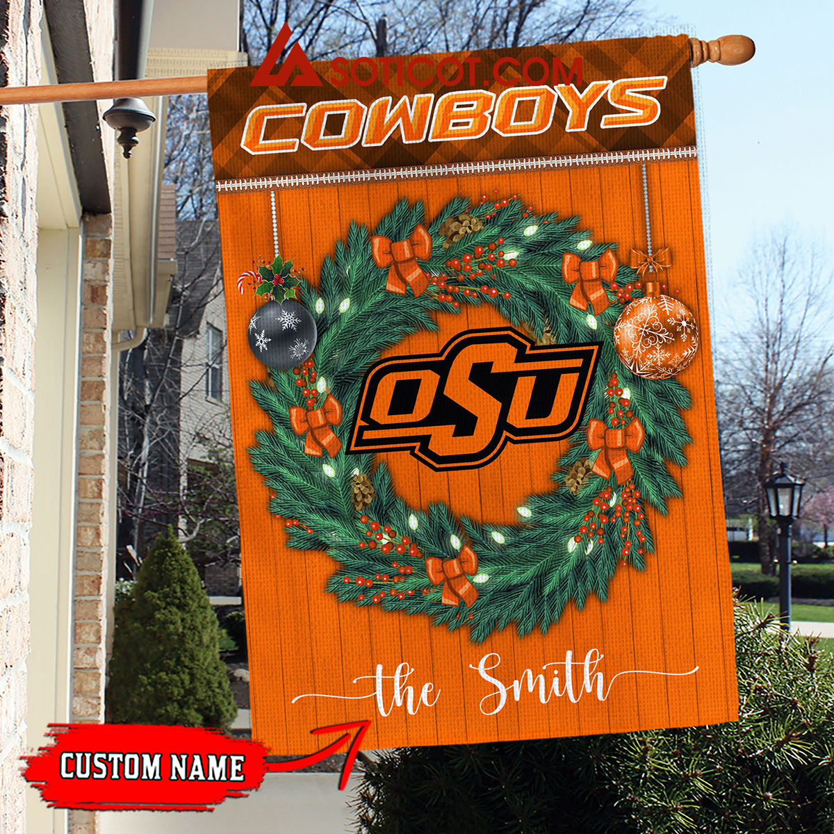 Oklahoma State Cowboys NCAA Football Christmas Personalized House Garden Flag2B1 QpbgV