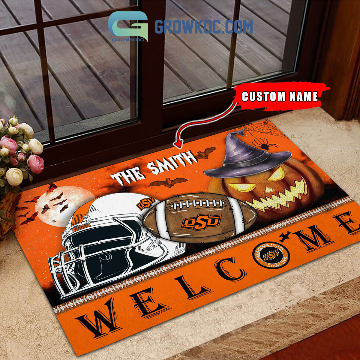 Oklahoma State Cowboys NCAA Football Welcome Halloween Personalized Doormat2B1 cc3sW