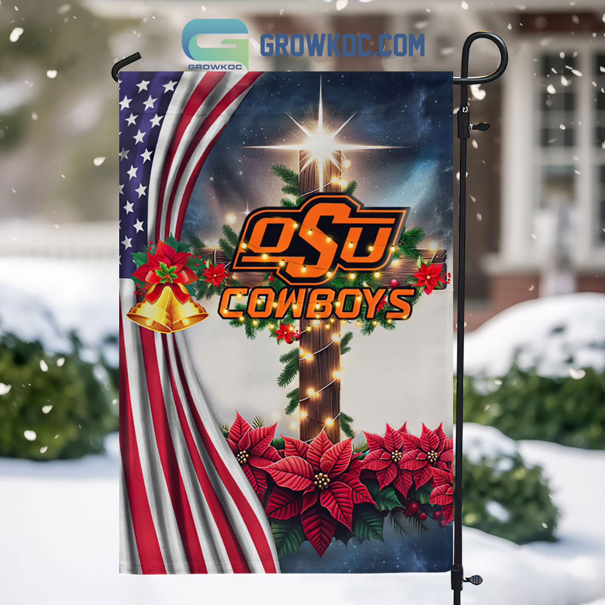 Oklahoma State Cowboys NCAA Jesus Christmas House Garden Flags2B1 jXyan