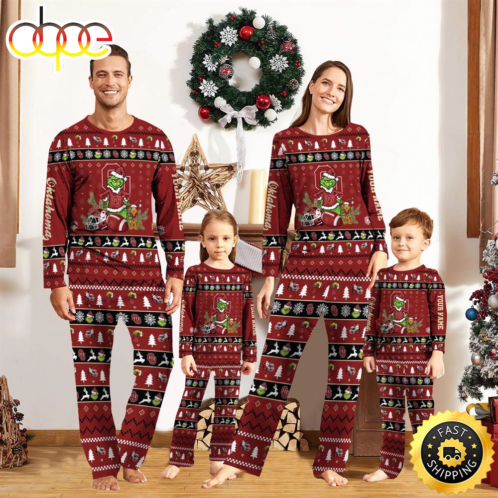 Oklahoma Sooners NCAA Custom Name Grinch Christmas And Sport Team Pajama Set ptkcno