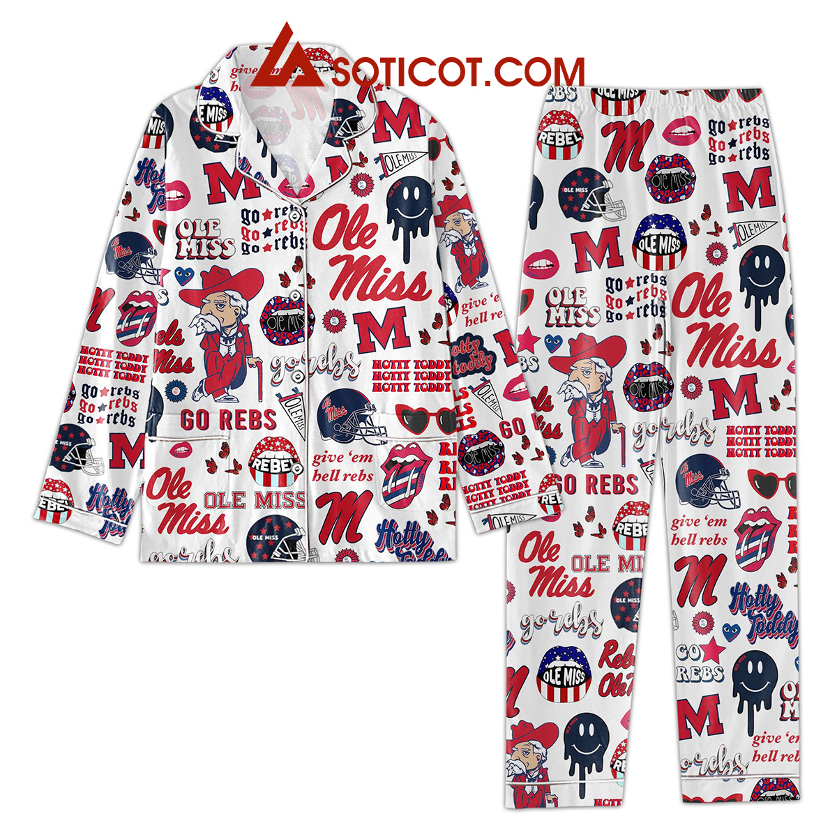 Ole Miss Rebels Go Rebs Hotty Toddy Pajamas Set2B1 vMipe