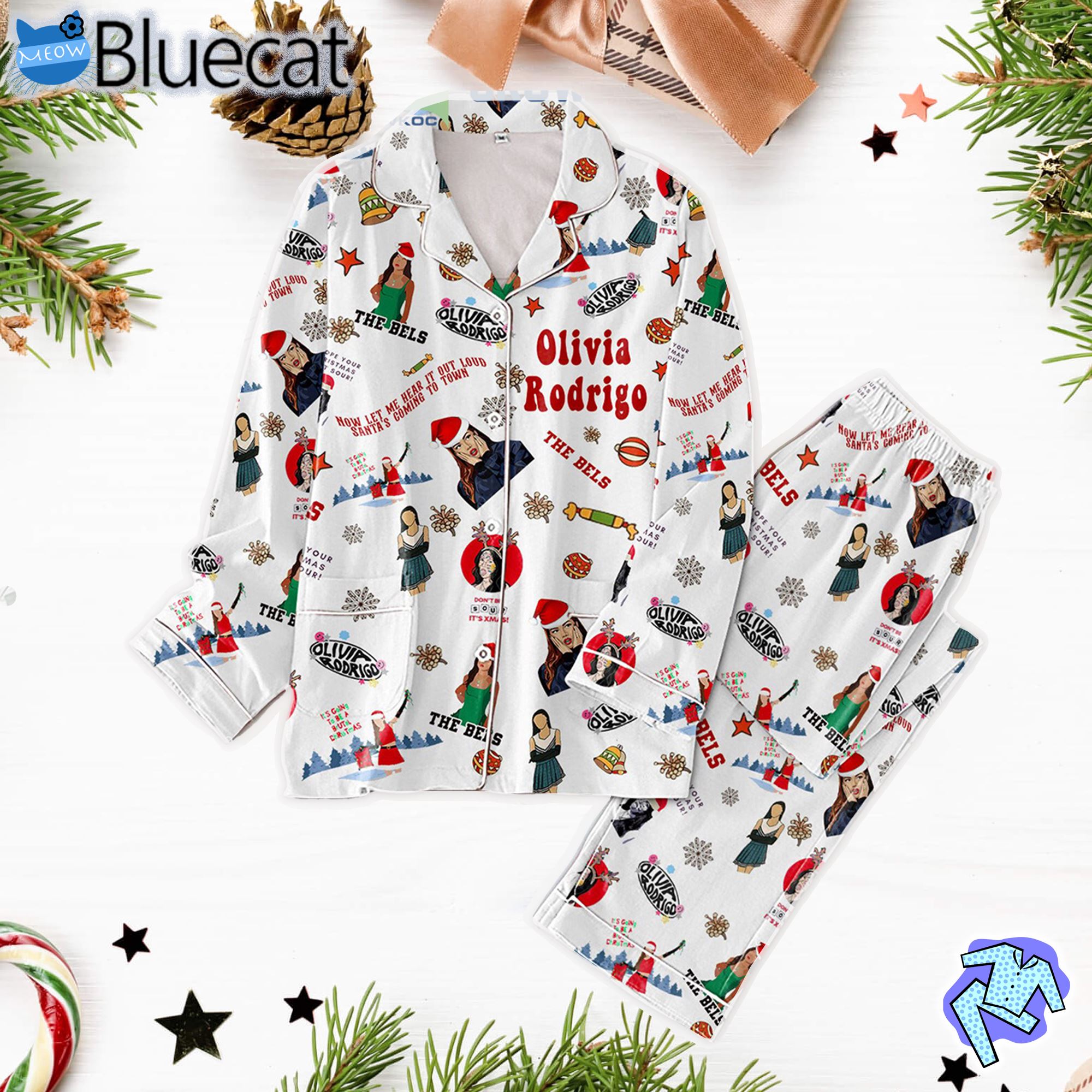 Olivia Rodrigo How Let Hear It Put Loud Santas Coming To Town Pajamas Set 3d58b7 0