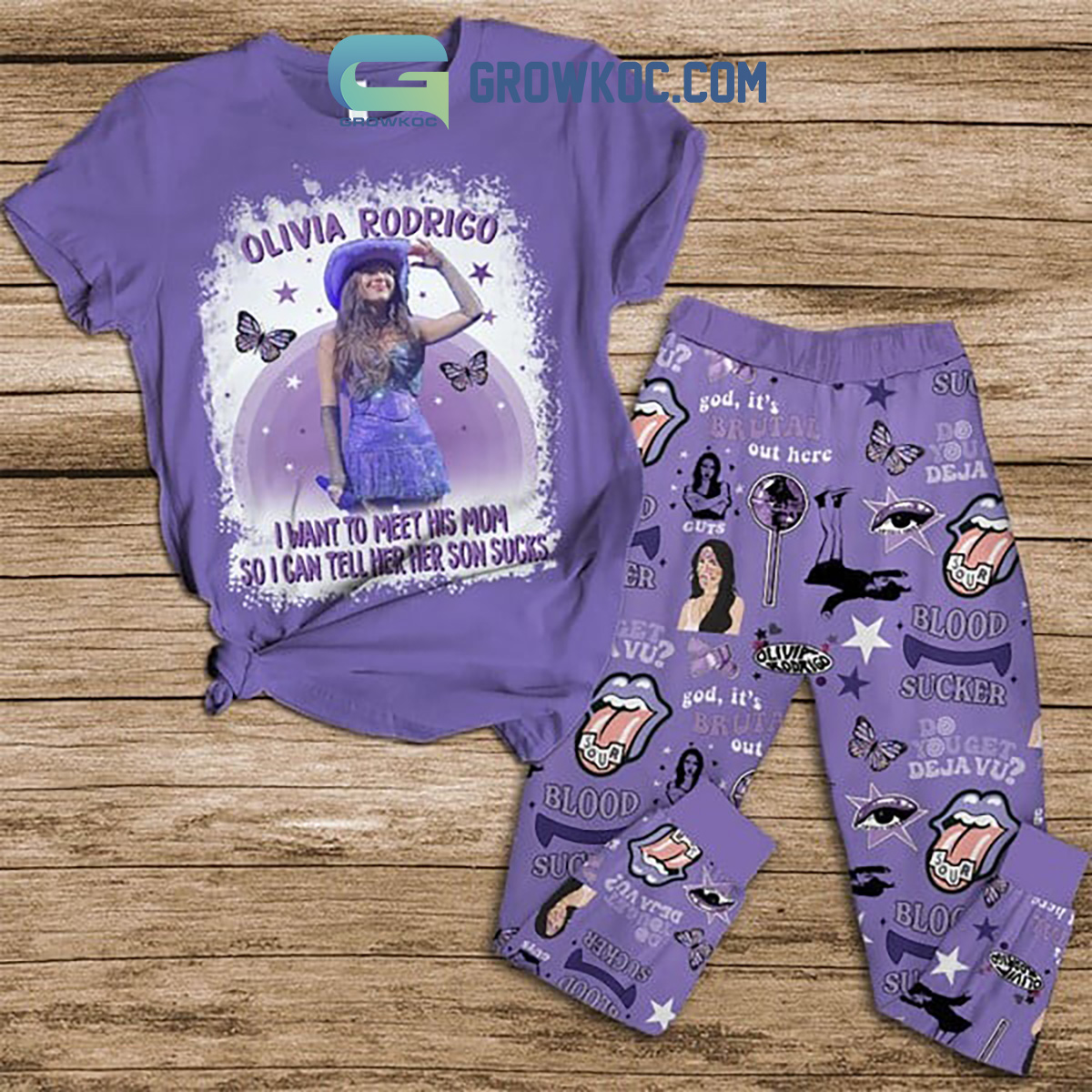 Olivia Rodrigo Meet His Mom Sucker Fleece Pajamas Set2B1 P6j3l