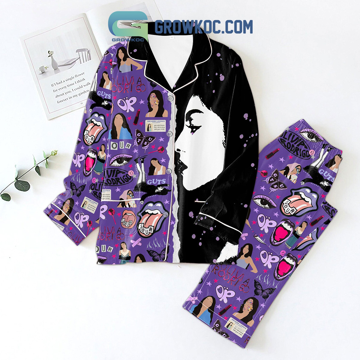 Olivia Rodrigo Sour Polyester Pajamas Set Purple Design2B1 BU4HX