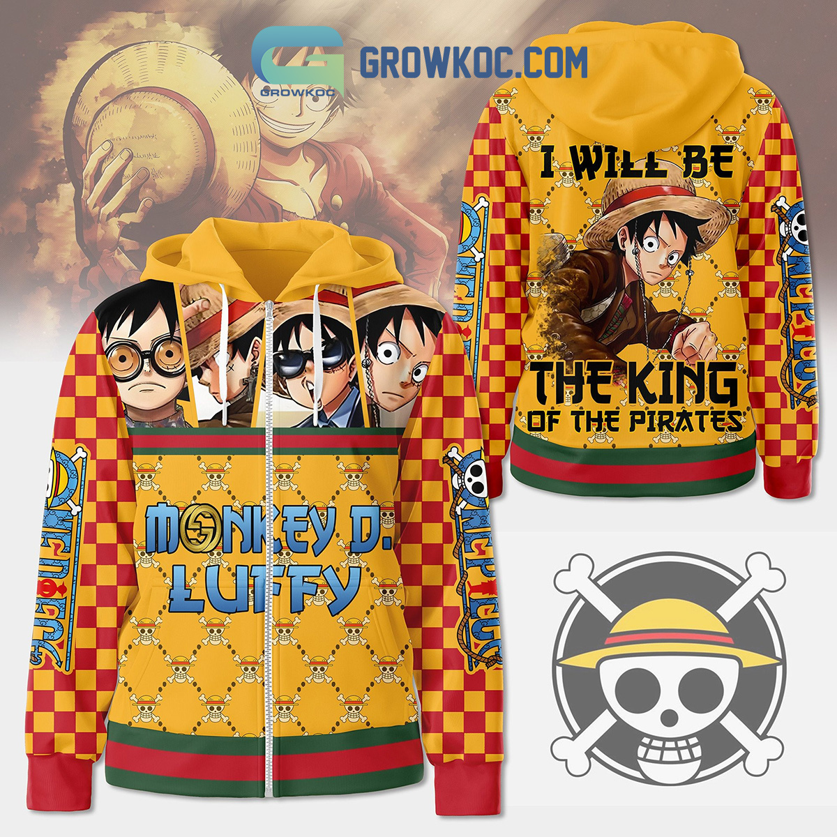 One Piece Monkey D.Luffy I Will Be The King Of The Pirates Hoodie T Shirt2B1 eZQDN