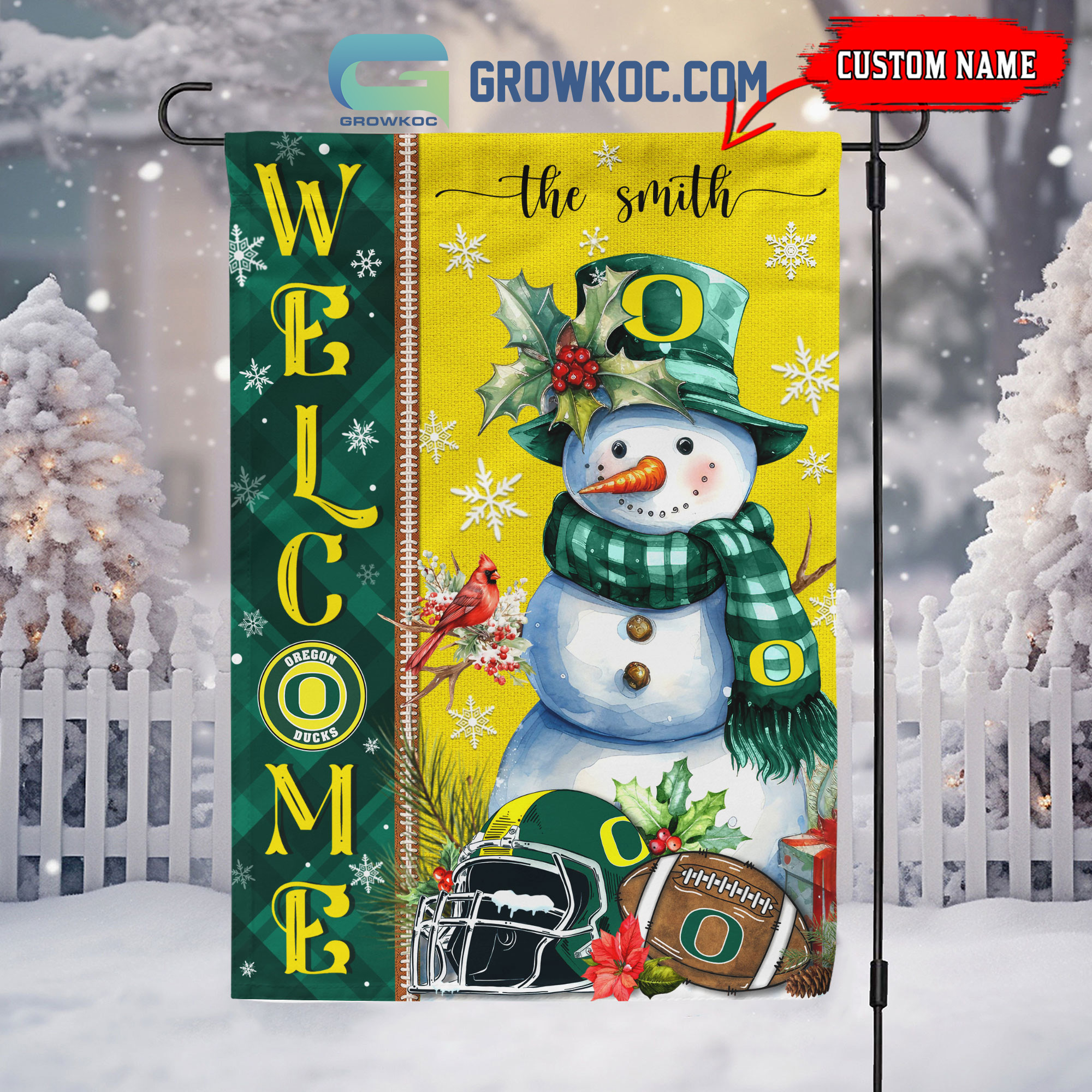 Oregon Ducks Football Snowman Welcome Christmas House Garden Flag2B1 H05cL