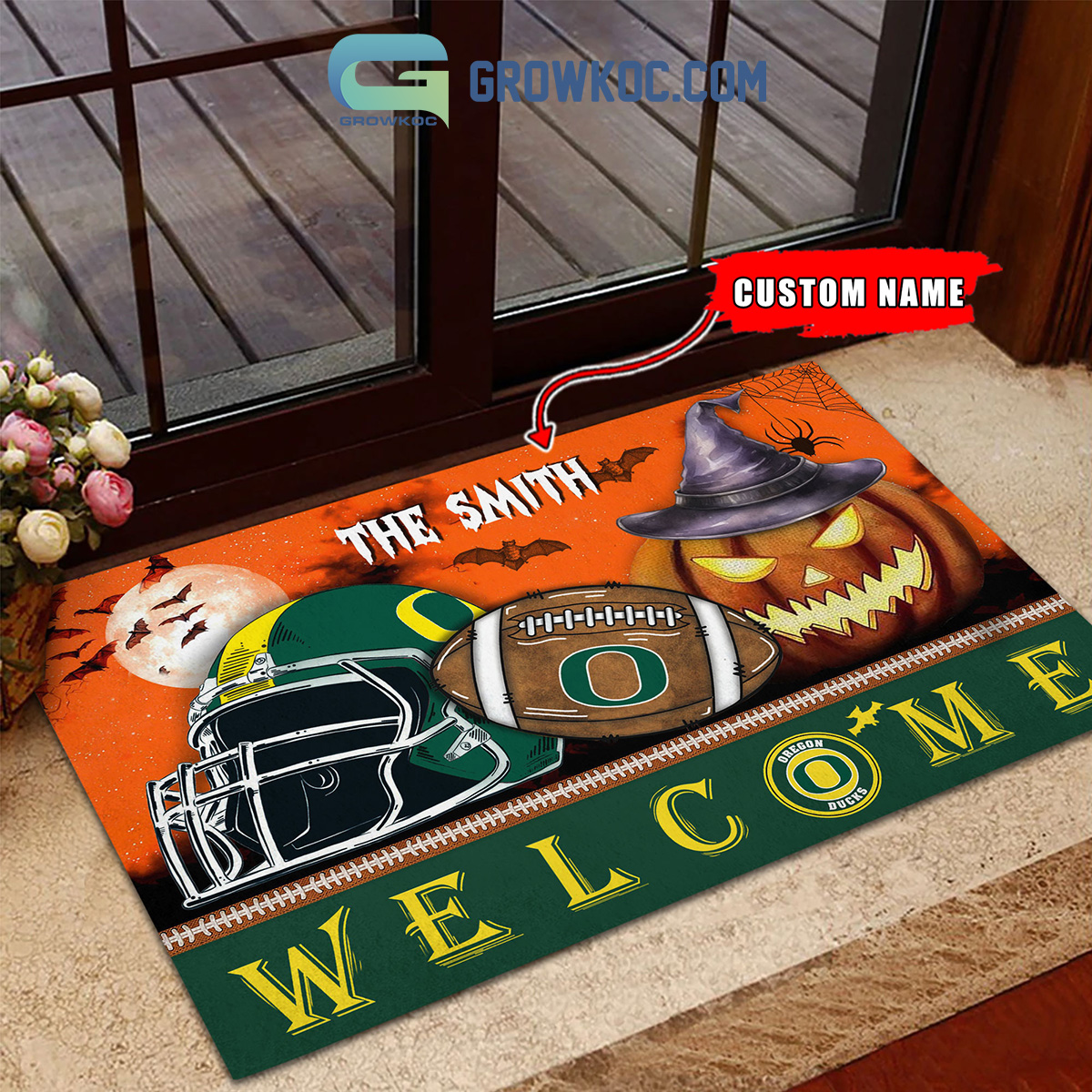 Oregon Ducks NCAA Football Welcome Halloween Personalized Doormat2B1 FVwXD