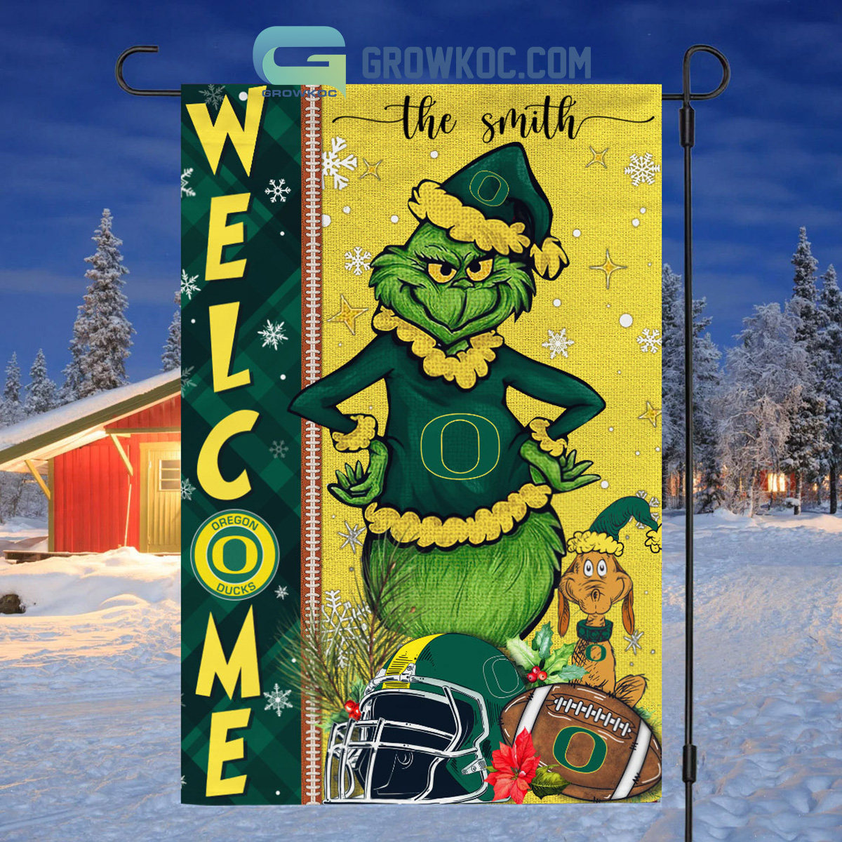 Oregon Ducks NCAA Grinch Football Welcome Christmas House Garden Flag2B1 P1mV4