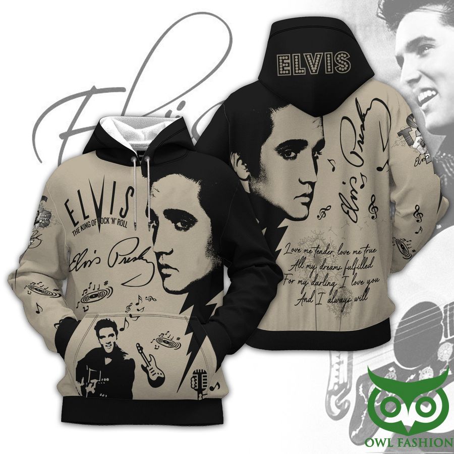 P6neUMgz 102 The King of Rock n Roll Elvis Presley Brown 3D Hoodie