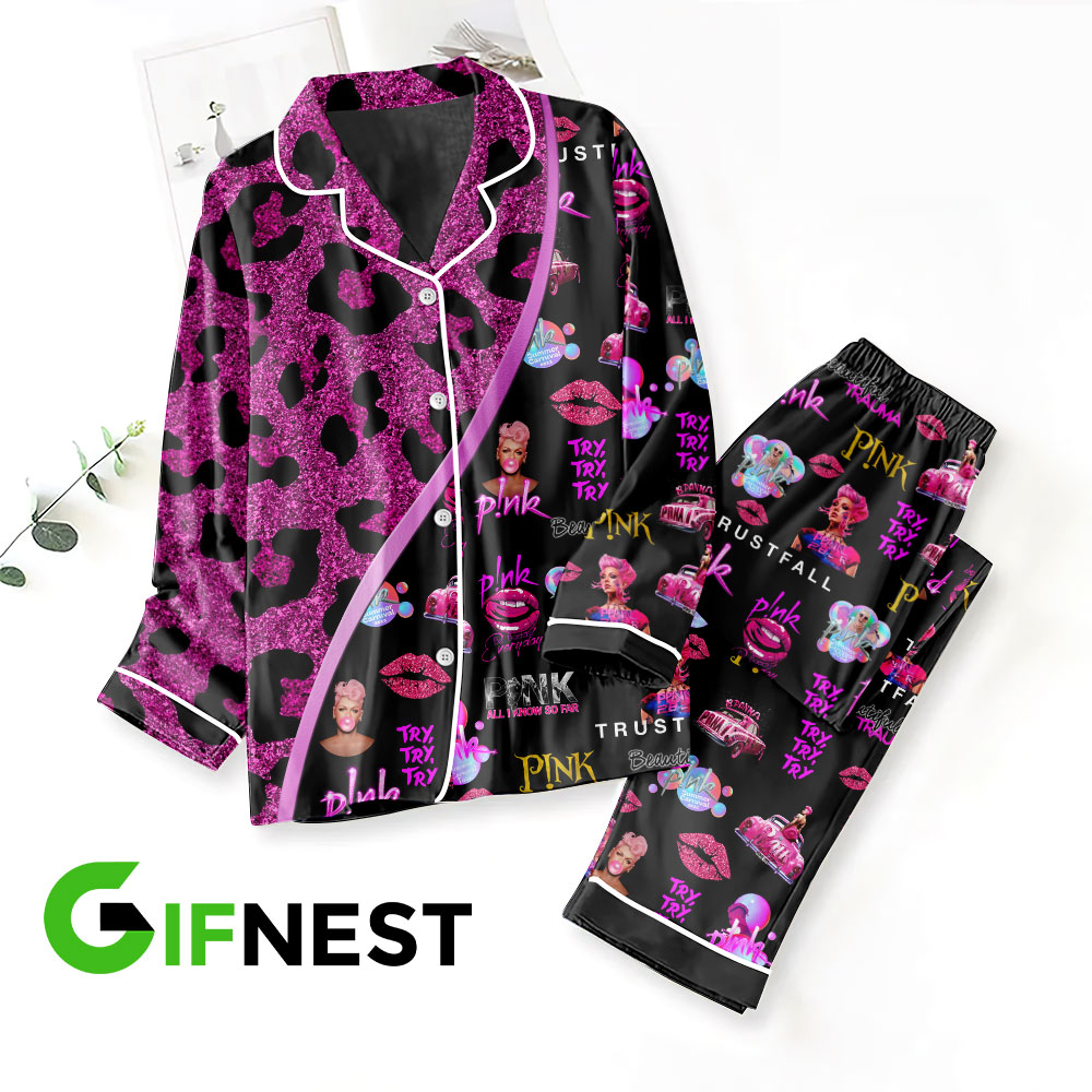 PINK Button Down Pajamas Set VANDH1050