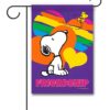 PNT2506 Peanuts Rainbow Heart Woodstock and Snoopy Garden Flag