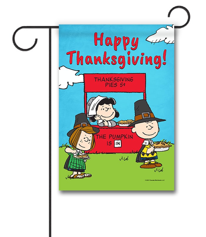 PNT2558 Peanuts Charlie Brown and Lucy Thanksgiving Garden Flag