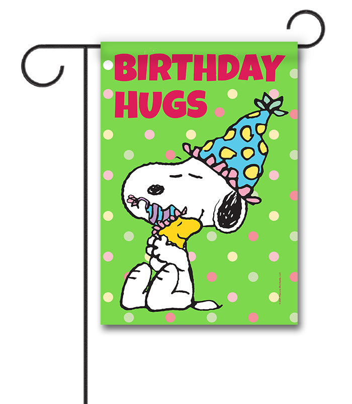 PNT2566 Peanuts Snoopy and Woodstock Birthday Garden Flag