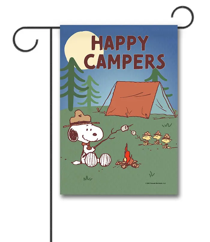 PNT2597 Peanuts Snoopy Woodstock Camping Garden Flag