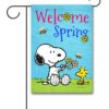 PNT2611 Peanuts Snoopy and Woodstock Welcome Spring Garden Flag