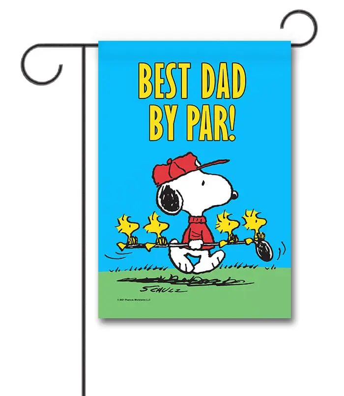 PNT2685 Peanuts Fathers Day Golfing Snoopy Garden FLag