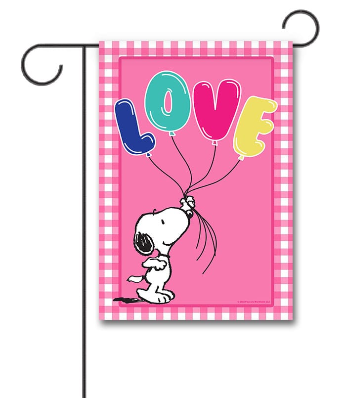 PNT3092 Peanuts Snoopy Love Balloons Valentines Day Garden Flag