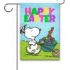 PNT3285 Peanuts Wheelbarrow Snoopy Easter Garden Flag