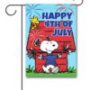 PNT3463 Peanuts Snoopy and Woodstock 4th of July Garden Flag