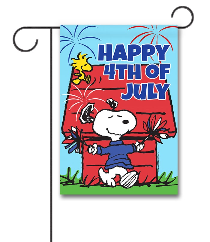 PNT3463 Peanuts Snoopy and Woodstock 4th of July Garden Flag