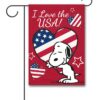 PNT3465 Peanuts Snoopy Love the USA Patriotic Garden Flag