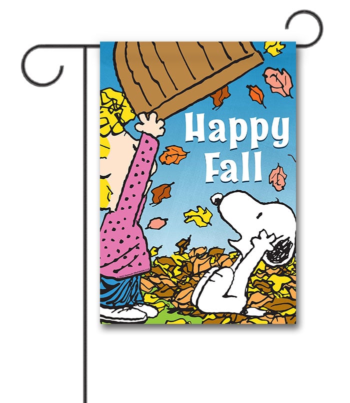 PNT3675 Peanuts Snoopy and Sally Fall Leaves Garden Flag