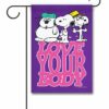 PNT4347 Peanuts Love Your Body Snoopy Garden Flag