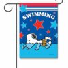 PNT4362 Peanuts Snoopy Swimming Patriotic Garden Flag