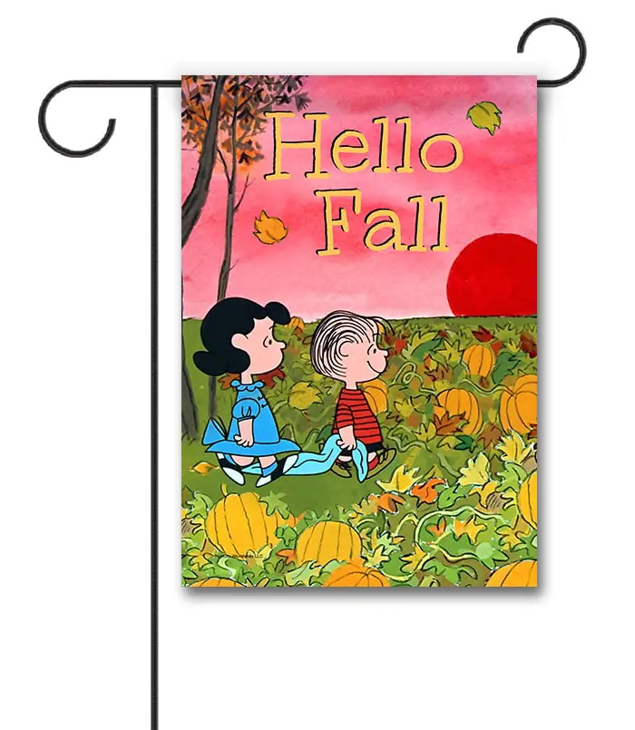 PTS4366 Peanuts Hello Fall Lucy and Linus Garden Flag